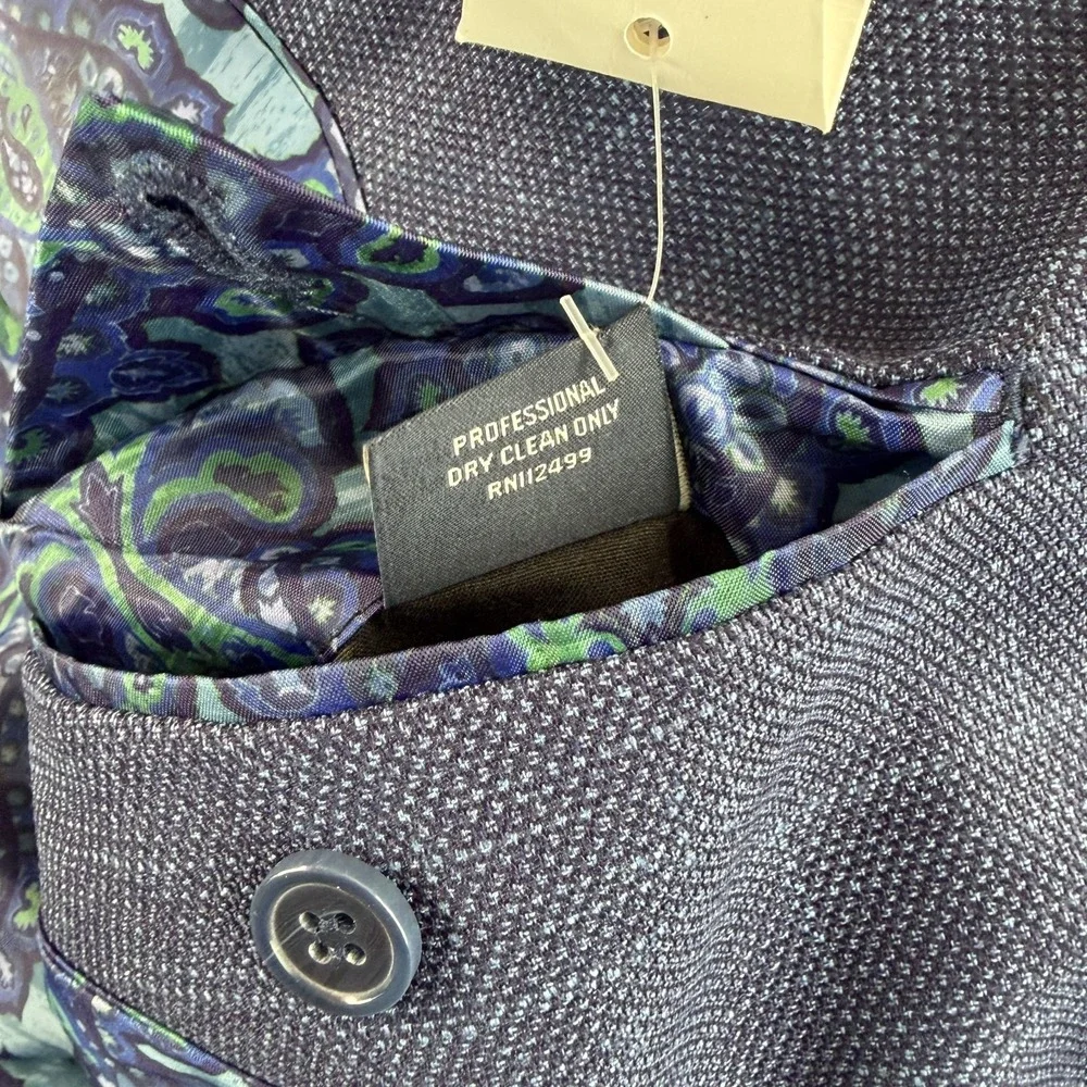 Tailorbyrd Stretch Fabric Sport Coat Blazer in Denim‎ Blue Men 40R 2-Button NWT